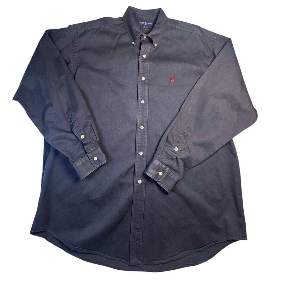 Polo Ralph Lauren Blake Shirt Mens XL Navy Blue Cotton Long Sleeve Button Down